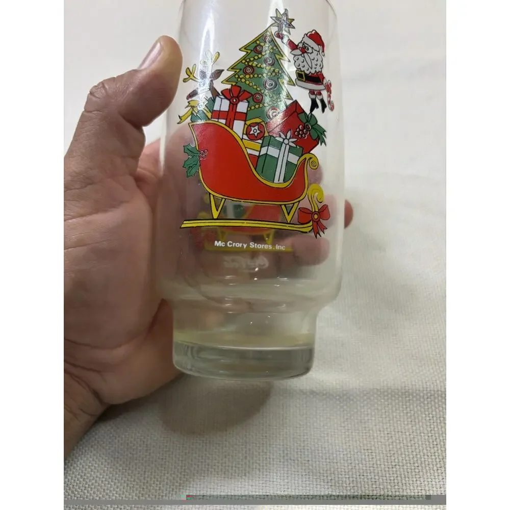 VTG Coca-Cola Drinking Glass Unisex 14 Oz 1985 McCrory Christmas Santa Sleigh